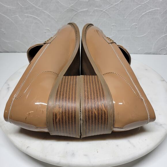 Jones New‎ York Cabeela Loafers Womens 10 Tan Faux Patent Leather Chunky Heels - Picture 4 of 16